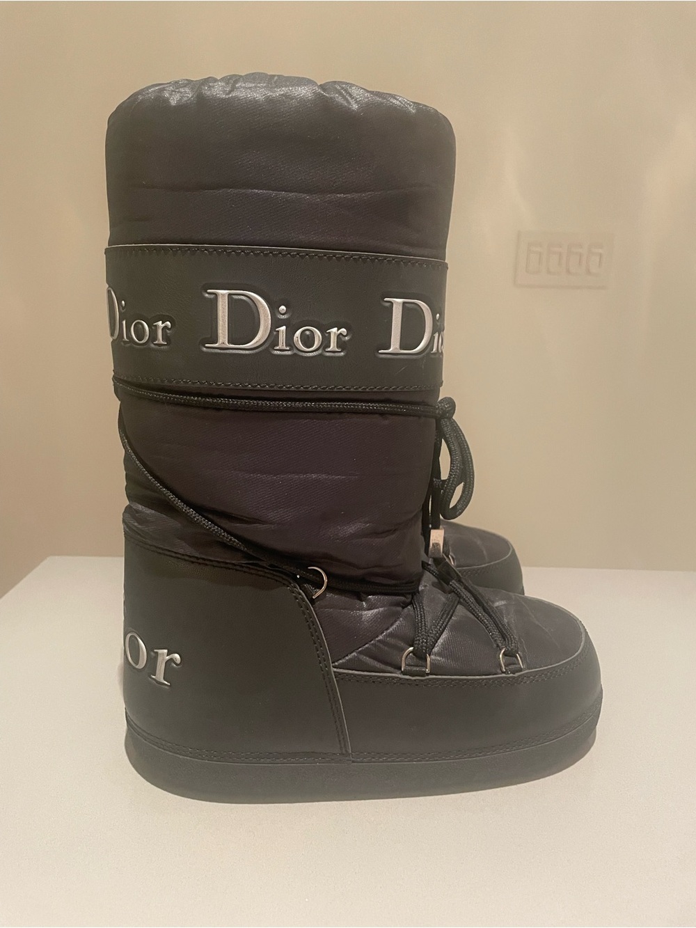 Dior Black Quilted Logo Snow Boots